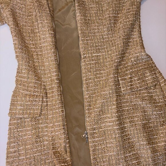 Oscar de la Renta Metallic Tweed Zip Long Coat Made in USA Elegant Chic size 10 - Picture 12 of 16